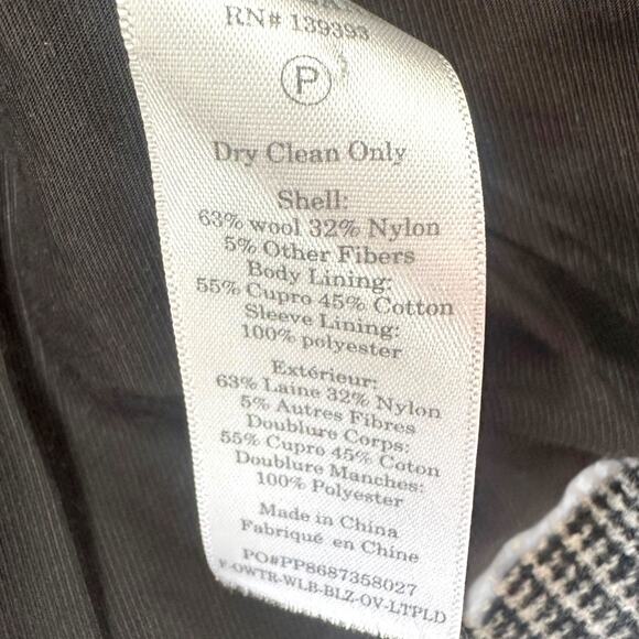 Everlane Gray Wool Houndstooth Oversized Blazer Size 4 - Picture 3 of 9